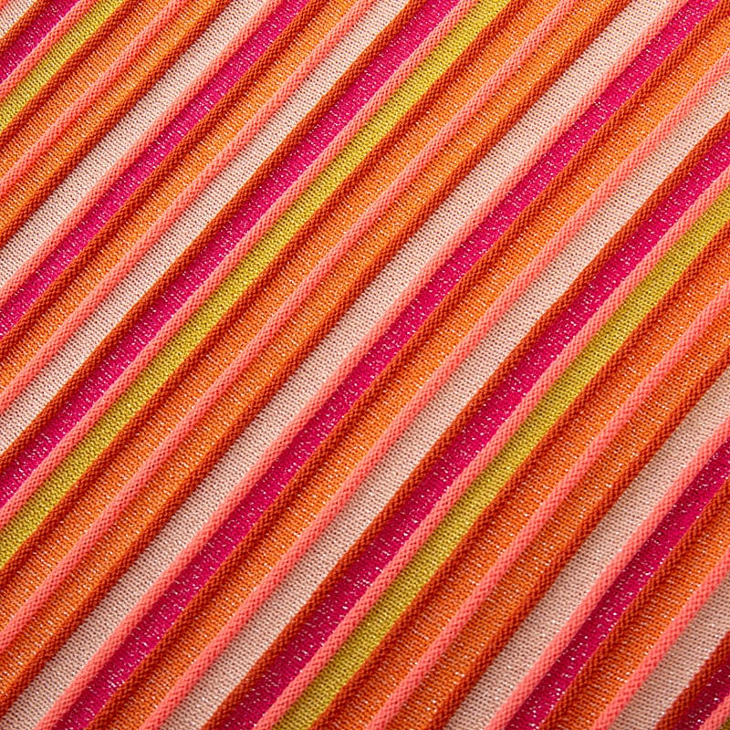 Multicolor Striped Ribbed Knit Sleeveless Midi Dress - detail