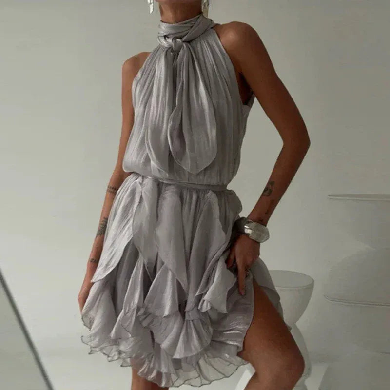 Women's Strappy Sleeveless Draped Mini Occasion Dress