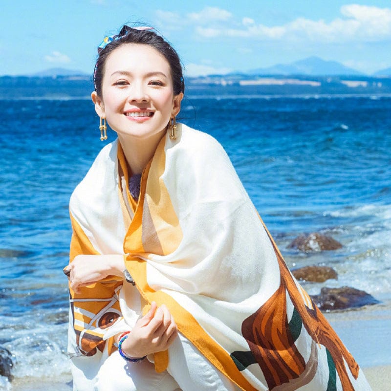 Versatile Romantic Travel Scarf with Sun Protection – Summer Beach Silk Scarf