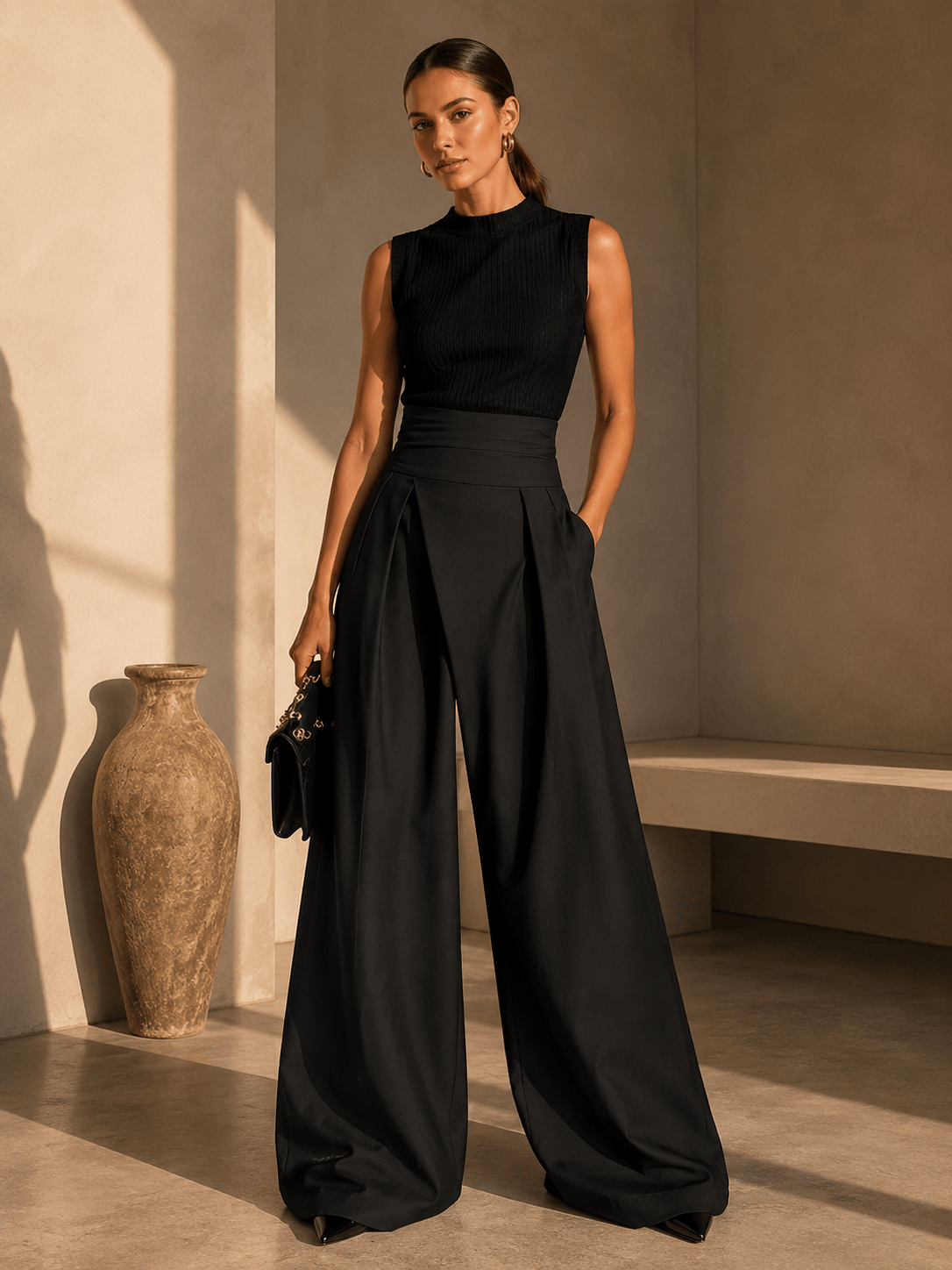 Women's High-Waisted Wide-Leg Pants