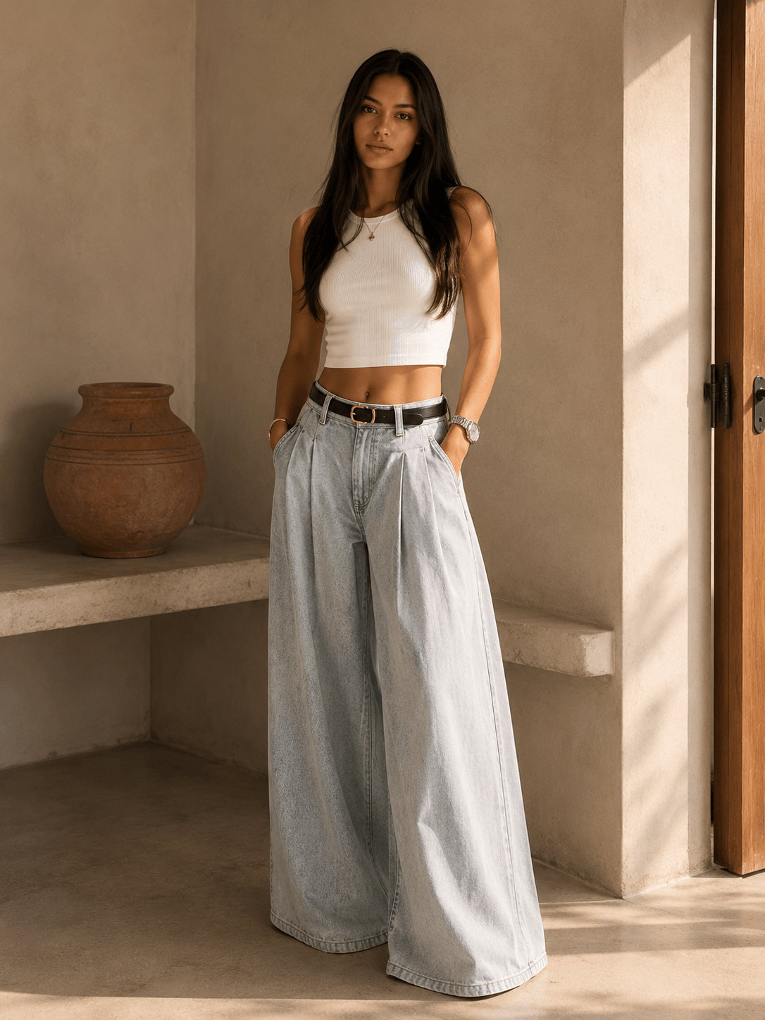 Women's High-Waisted Wide-Leg Pants