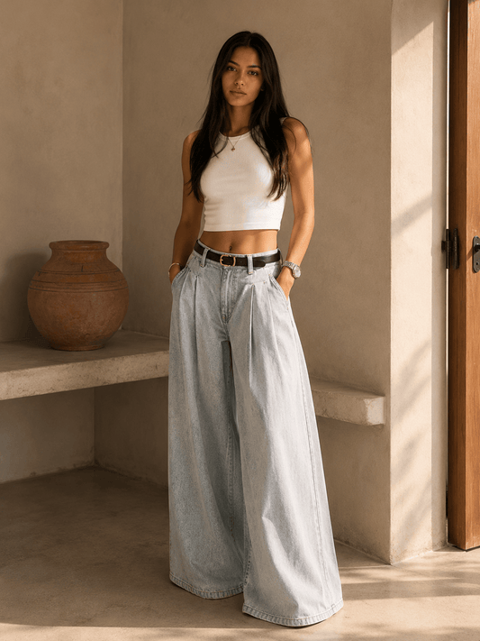 Women's High-Waisted Wide-Leg Pants