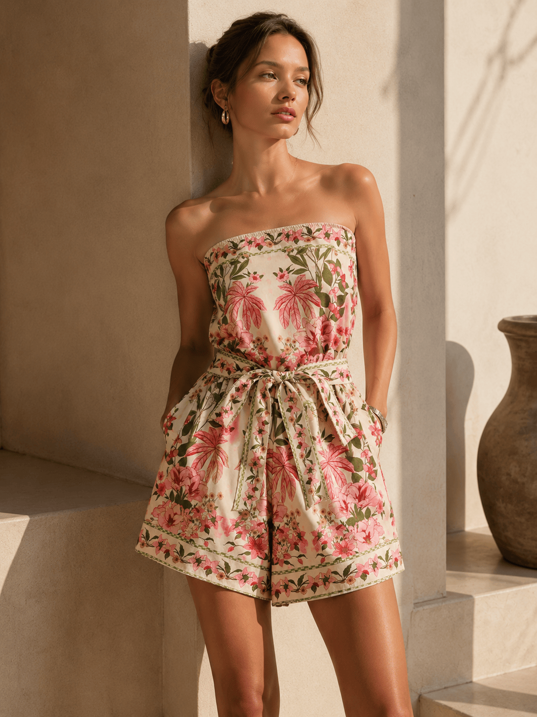 Floral Strapless Jumpsuit
