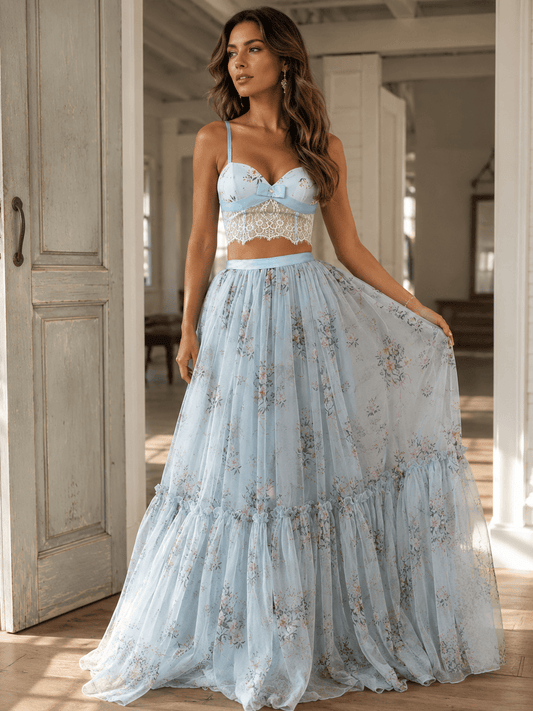 Women's Lace Strapless Skirt Set