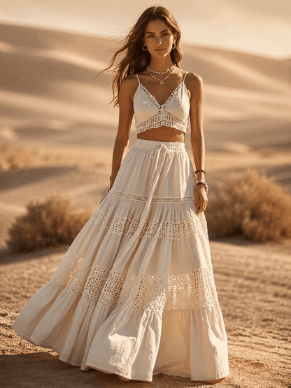 Women's Lace Cut-Out Skirt Set