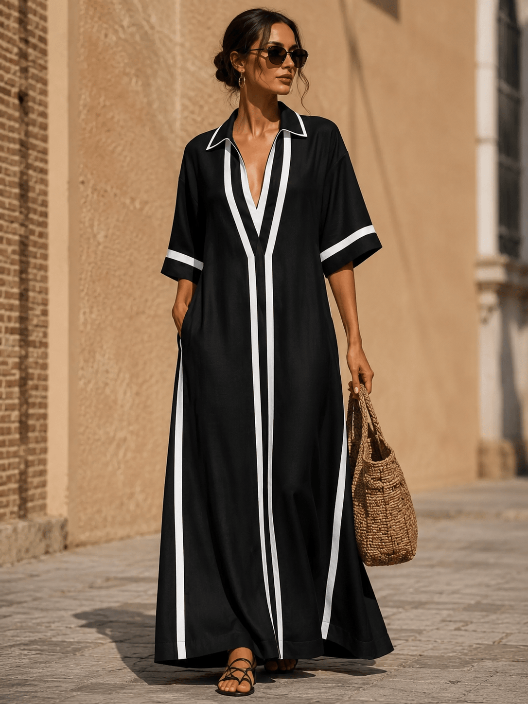 Women's V-Neck Short-Sleeve Mini Occasion Dress