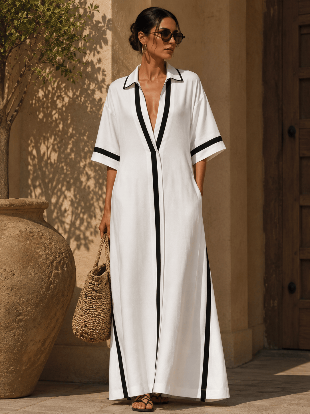 Women's V-Neck Short-Sleeve Mini Occasion Dress