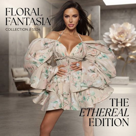 Women's Floral Strappy Long-Sleeve Pleated Mini Occasion Dress