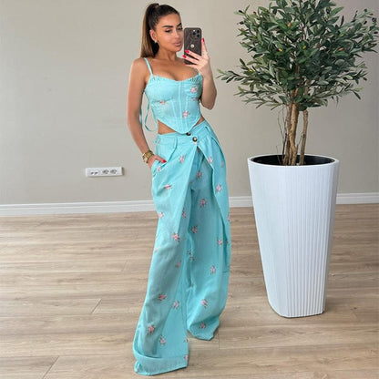 Women's New-Season Relaxed-Fit Pants Two-Piece Set