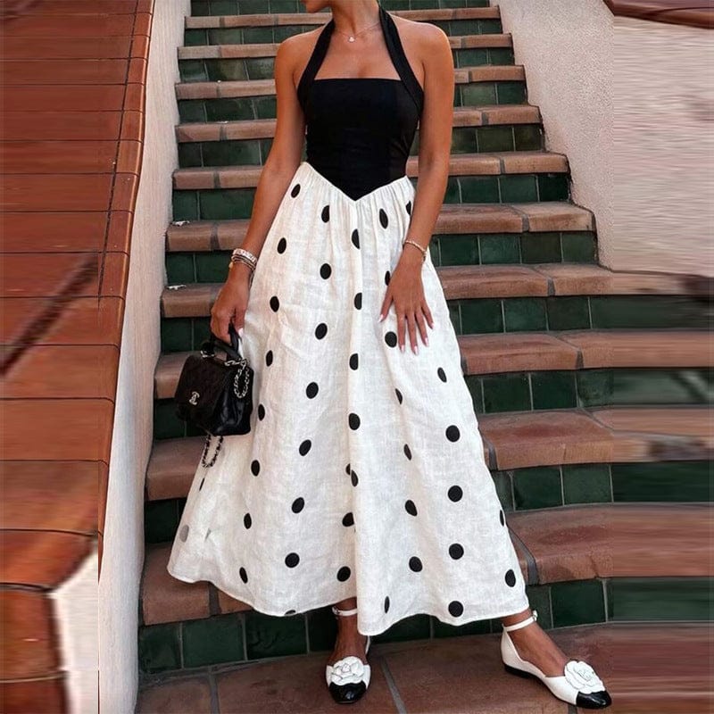 Classic Black-and-White Maxi Dress with a Modern Silhouette