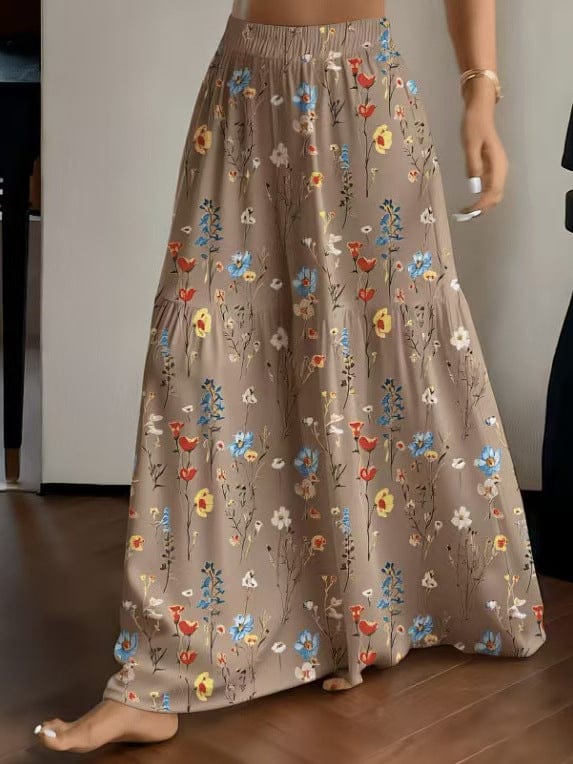 High-Waisted Wide-Leg Floral Pants