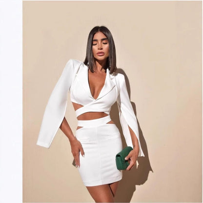 Strong-Silhouette Cut-Out Two-Piece Set