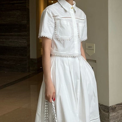 Women's Romantic Lace-Detail Two-Piece Set