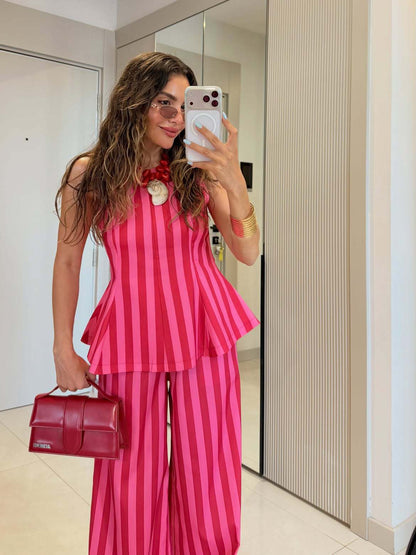 Striped Printed Two-Piece Set