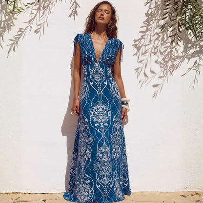 Geometric-Print Strappy Swimsuit and Pareo Two-Piece Luxury Beach Set