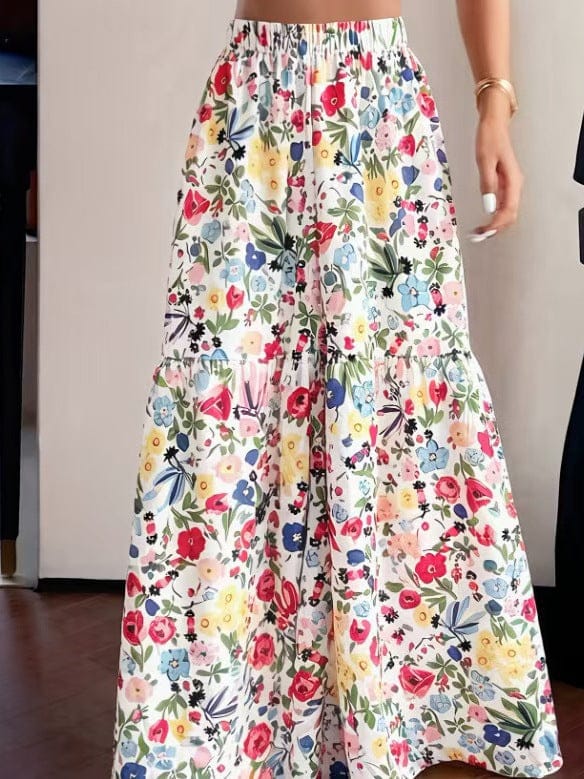 High-Waisted Wide-Leg Floral Pants