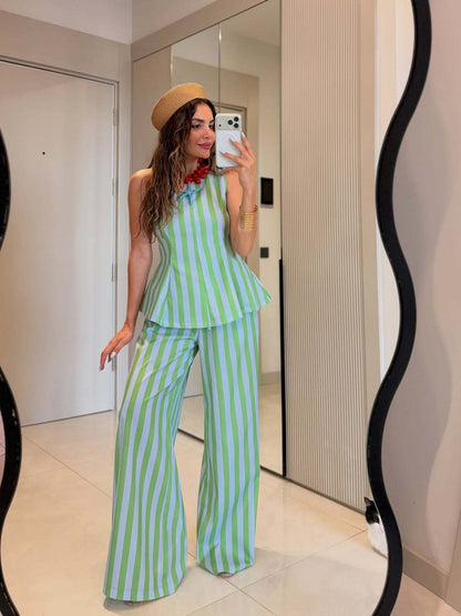 Striped Printed Two-Piece Set