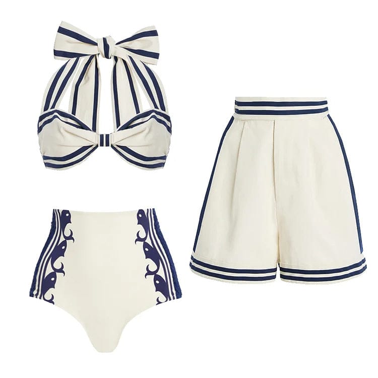 Women's Minimal White Swimsuit and Skirt Set