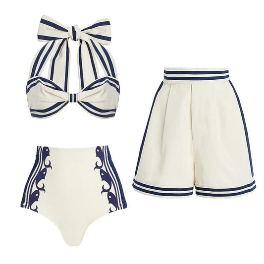 Women's Minimal White Swimsuit and Skirt Set