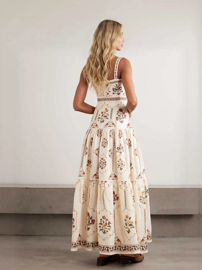Bohemian Floral Tiered Maxi Dress – Premium Summer Vacation Dress