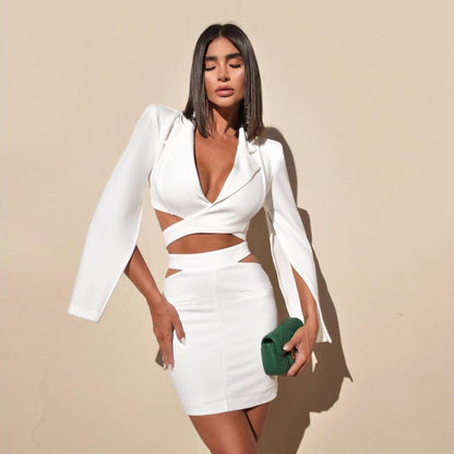 Strong-Silhouette Cut-Out Two-Piece Set