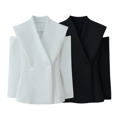 Women's Contrast-Trim Long-Sleeve Office Blazer