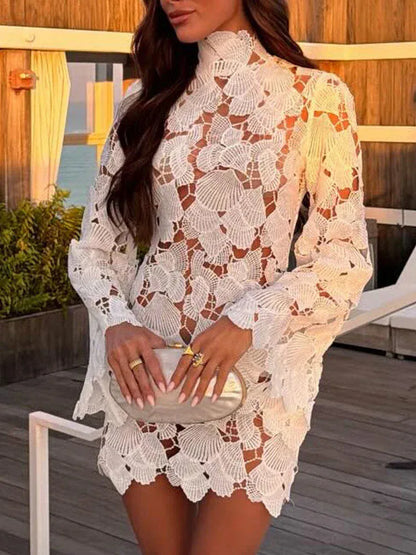 Women's Knitted Long-Sleeve Mini Occasion Dress