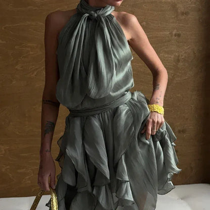 Women's Strappy Sleeveless Draped Mini Occasion Dress