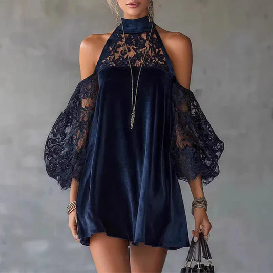 Women's Lace Off-Shoulder Relaxed-Fit Cut-Out Maxi Occasion Dress