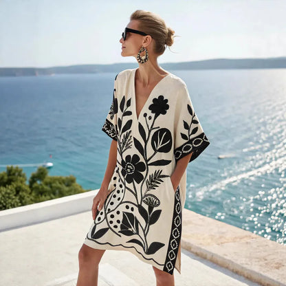 Women's Bohemian Vintage V-Neck Dress