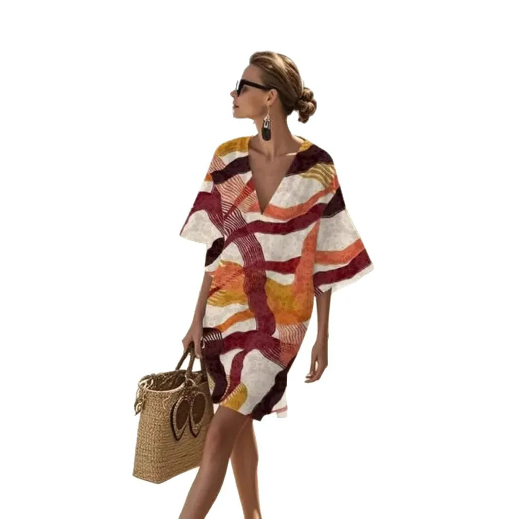Women's Bohemian Vintage V-Neck Dress