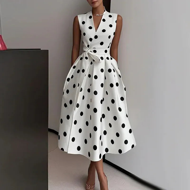 Women's Floral V-Neck Sleeveless Bohemian Office Occasion Dress