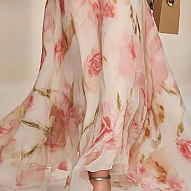 Women's Floral Bohemian Short-Sleeve High-Waisted Mini Occasion Dress