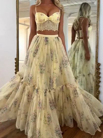 Women's Lace Strapless Skirt Set