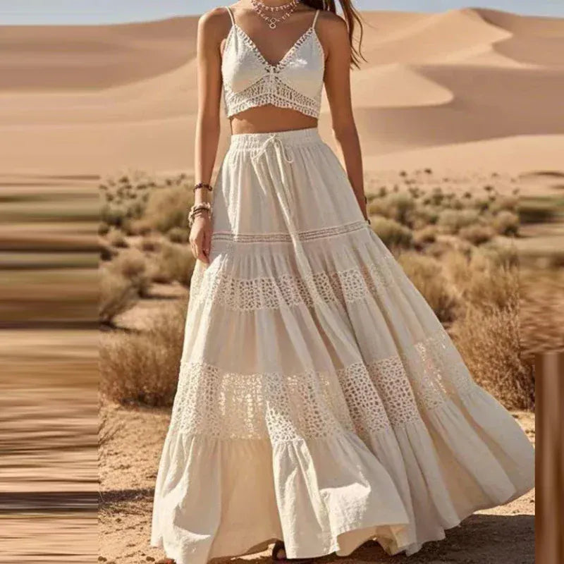 Women's Lace Cut-Out Skirt Set