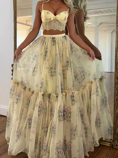 Women's Lace Strapless Skirt Set