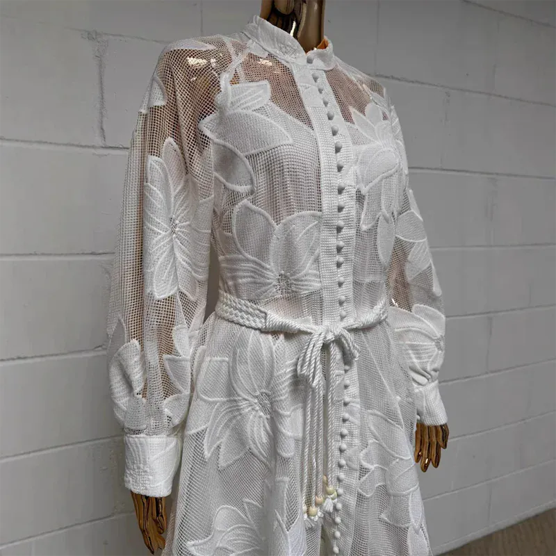 Women's Lace Floral Long-Sleeve Cut-Out Maxi Dress