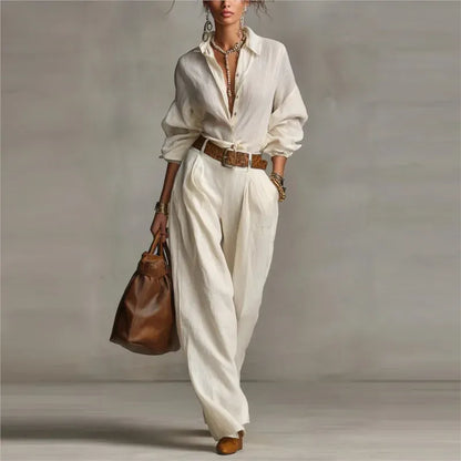 Women's Long-Sleeve Relaxed-Fit Pants Set