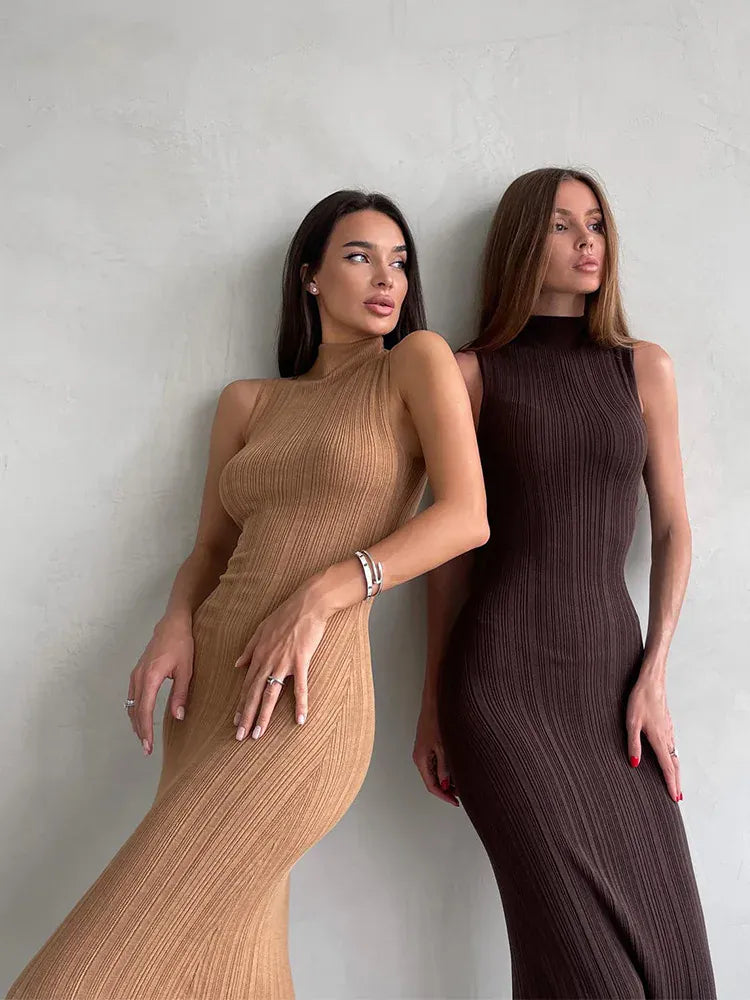 Women's Sleeveless Crochet Slim-Fit Maxi Dress