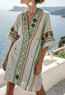 Women's Bohemian Vintage V-Neck Dress