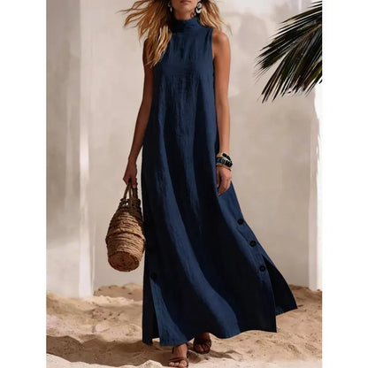 Women's Linen-Blend Sleeveless Slit Maxi Dress
