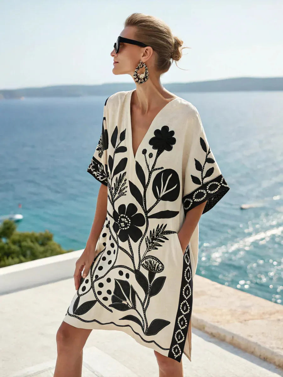 Women's Bohemian Vintage V-Neck Dress