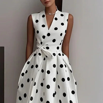 Women's Floral V-Neck Sleeveless Bohemian Office Occasion Dress