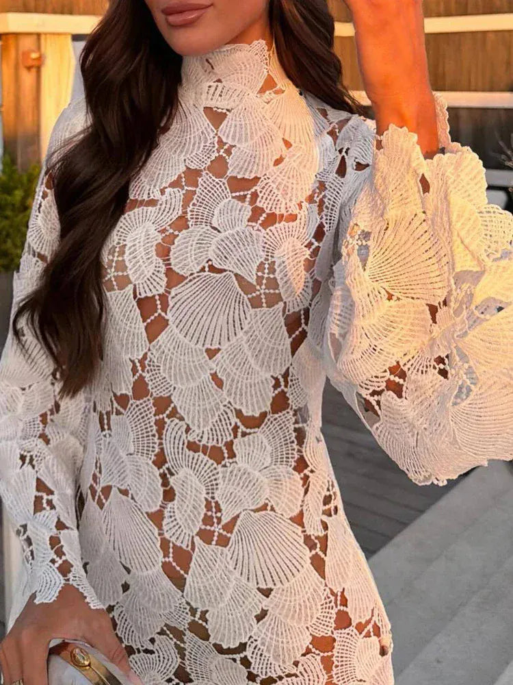 Women's Knitted Long-Sleeve Mini Occasion Dress