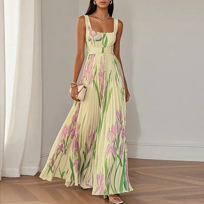 Women's Floral Sleeveless High-Waisted Occasion Dress