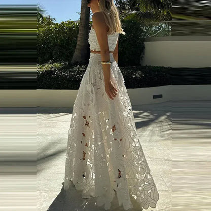 Women's Sleeveless Pleated Skirt Set