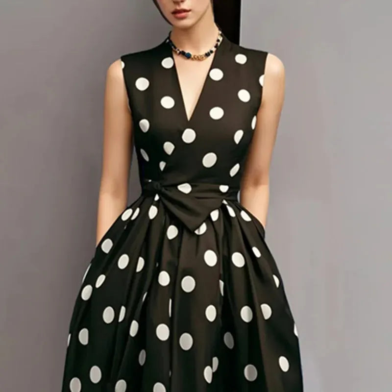 Women's Floral V-Neck Sleeveless Bohemian Office Occasion Dress