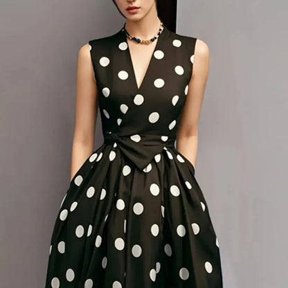Women's Floral V-Neck Sleeveless Bohemian Office Occasion Dress