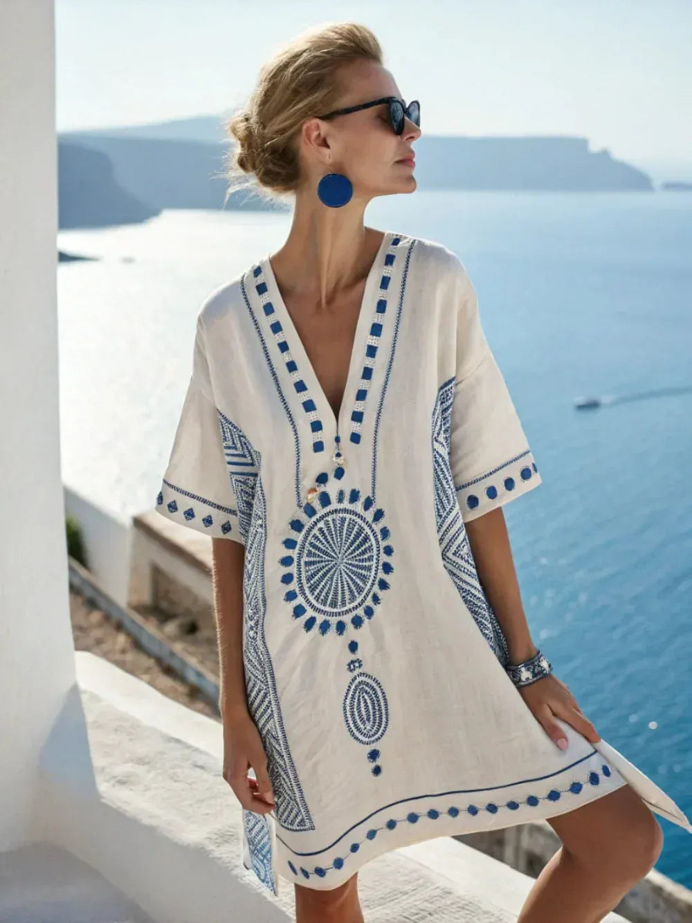Women's Striped Vintage V-Neck Strappy Mini Dress