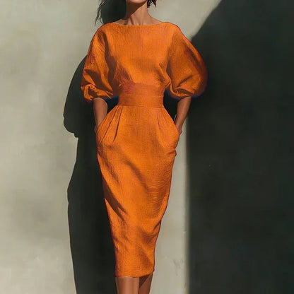 Women's Contrast-Detail Crew-Neck Casual Vacation Dress